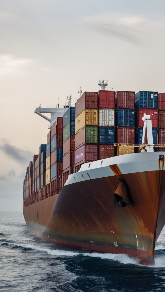 Container ship sea freight at Port of Melbourne